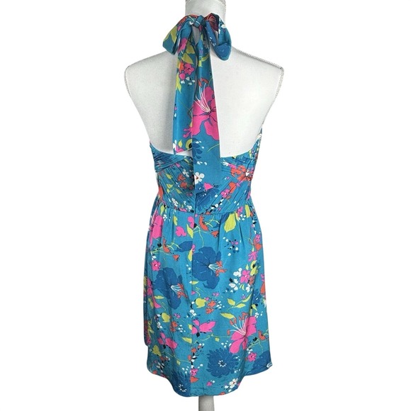 Shoshanna 100% Silk Floral Mini Dress 6 Tropical Bright Resort Spring Festival - Picture 3 of 9